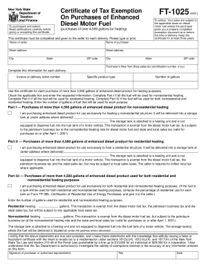 New York State Tax Exemption Certificate for Enhanced Diesel
