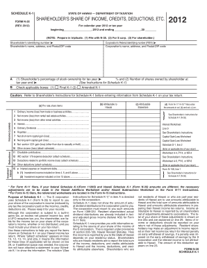 Hawaii Shareholder's Schedule K-1 Form