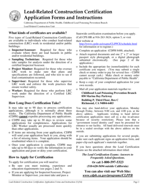 California Lead-Related Construction Certification Application