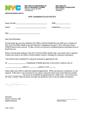 New Admission Exam Notice