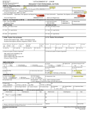 Standard Form 52 Request for Personnel Action