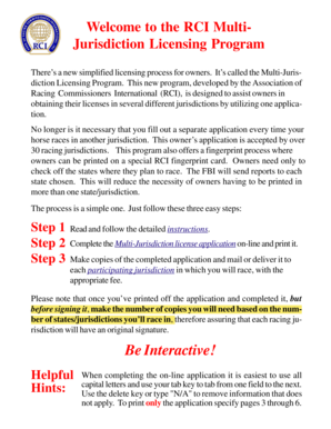RCI Multi-Jurisdiction Racing License Application