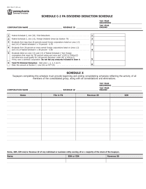 Pennsylvania Dividend Deduction Schedule