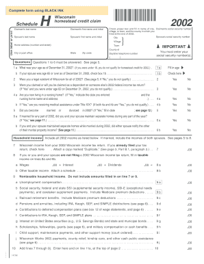 Wisconsin Homestead Credit Claim Form