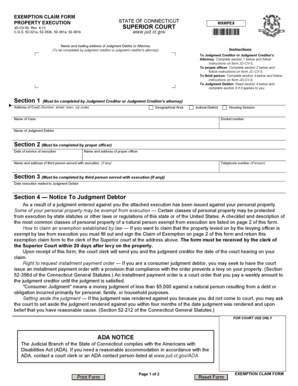 Connecticut Property Exemption Claim Form