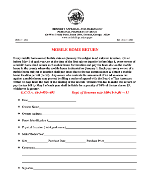 Georgia Mobile Home Tax Return Form