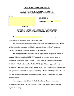 Motion to Participate in Mortgage Modification Mediation Program