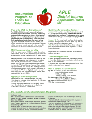 APLE for District Interns Loan Application