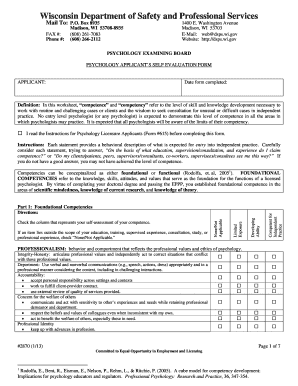 Psychology Applicant’s Self Evaluation Form