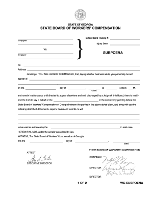Georgia Workers' Compensation Subpoena