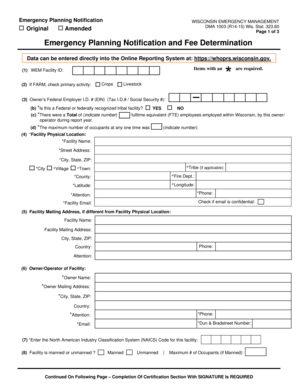 Wisconsin Emergency Planning Notification Form