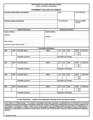 Pharmacy Billing Statement