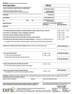 Michigan Clean Claim Report