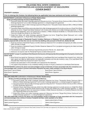 Oklahoma Real Estate Disclosure Confirmation Form