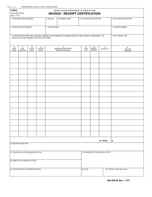 USDA Invoice Receipt Certification