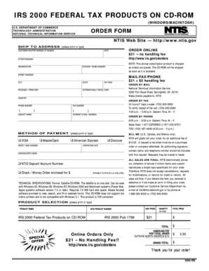 IRS 2000 Federal Tax Products Order Form