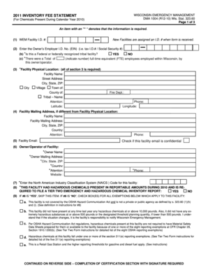 2011 Inventory Fee Statement Wisconsin