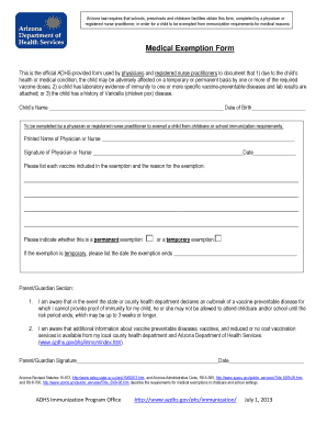 Arizona Medical Exemption Form