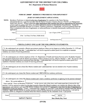 DC Residency Preference Employment Form