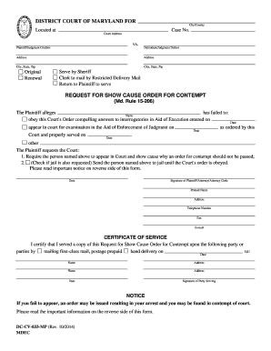 Request for Show Cause Order for Contempt