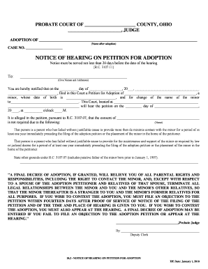 Notice of Hearing on Petition for Adoption