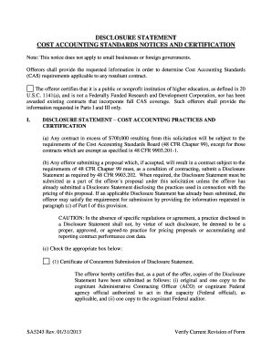 Cost Accounting Standards Disclosure Statement