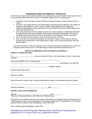Predesignation of Personal Physician Form