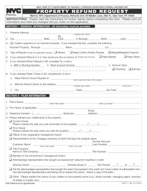 New York City Property Refund Request Form