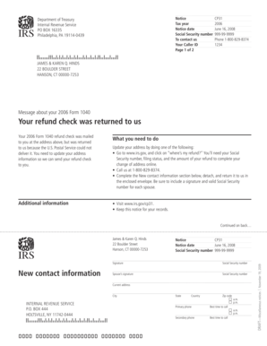 IRS Notice CP31 for 2006 Tax Refund