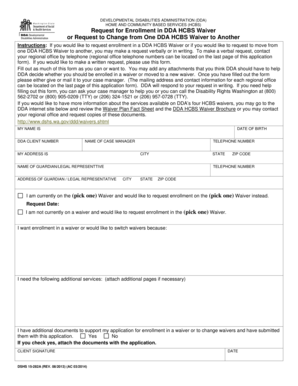 Request for Enrollment in DDA HCBS Waiver