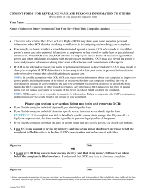Consent Form for Revealing Personal Information