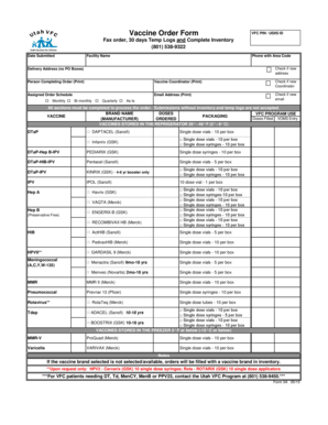 VFC Vaccine Order Form