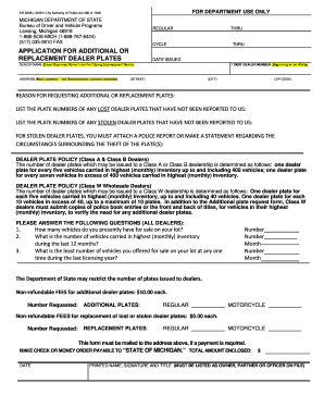 Michigan Dealer Plate Application