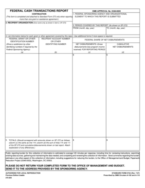 Federal Cash Transactions Report