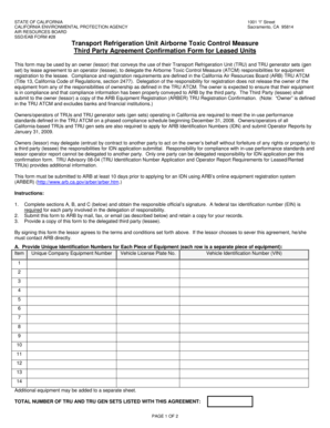 California TRU Third Party Agreement Form
