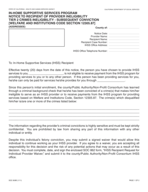 California IHSS Provider Ineligibility Notice