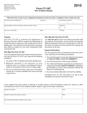 Connecticut Title 19 Status Release Form