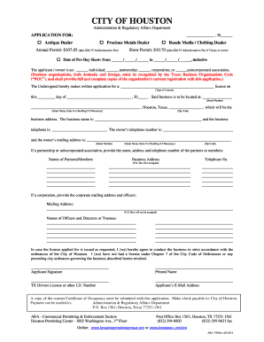 City of Houston Dealer Permit Application