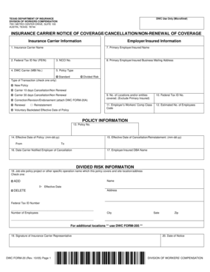 Texas Insurance Carrier Notice of Coverage