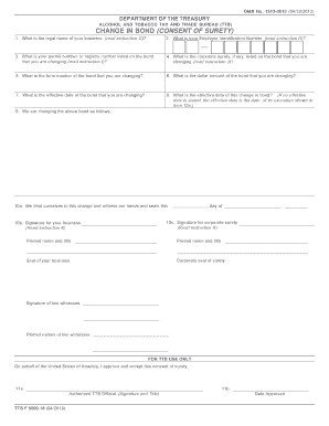 Change of Bond Consent of Surety Form