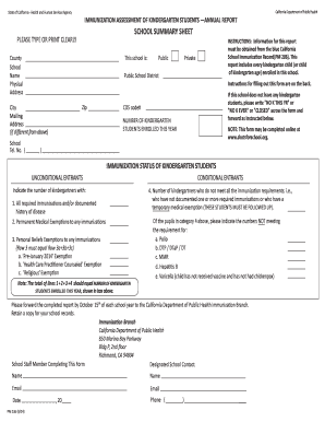 California Kindergarten Immunization Assessment Report