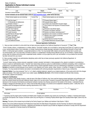 California Insurance License Renewal Application