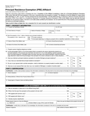 Michigan Principal Residence Exemption Rescission Form