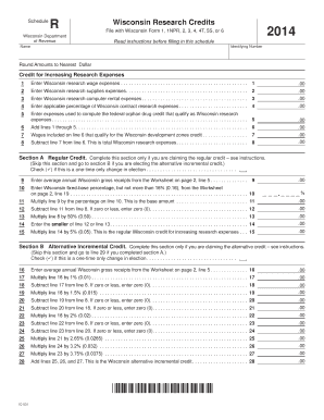 Wisconsin Research Credit Schedule R
