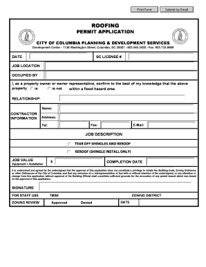 City of Columbia Roofing Permit Application