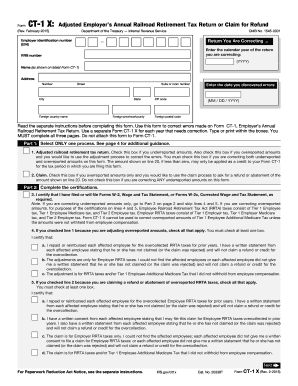 Form CT-1 X: Adjusted Employer’s Annual Railroad Retirement Tax Return
