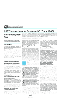 2007 Instructions for Schedule SE (Form 1040)