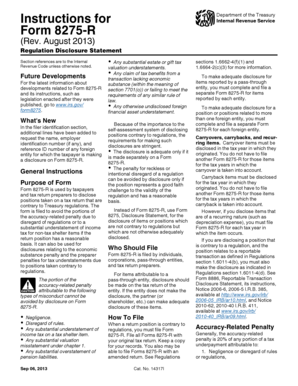 IRS Form 8275-R Regulation Disclosure Statement