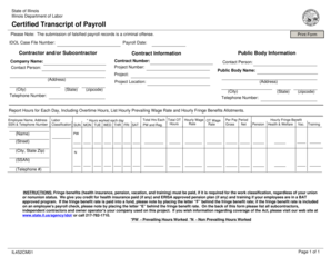 Illinois Certified Transcript of Payroll