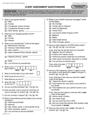 California Client Assessment Questionnaire for HIV/AIDS